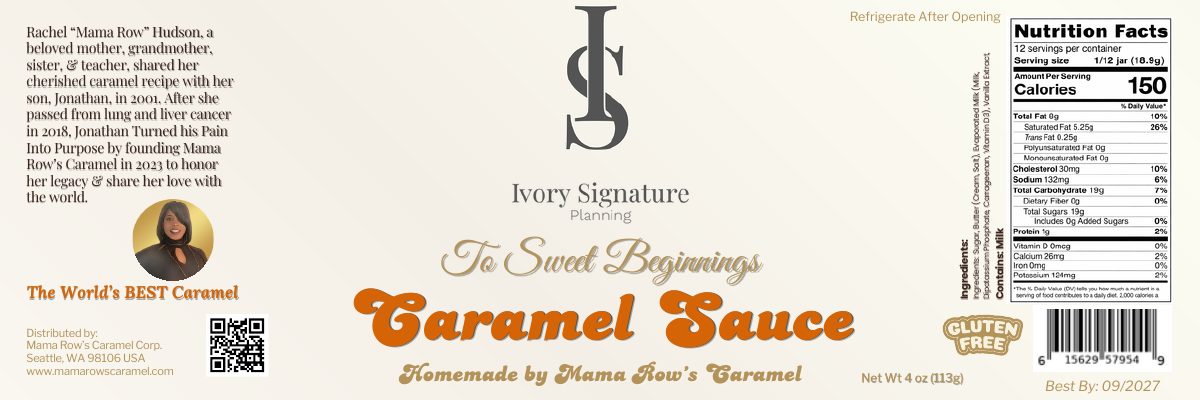 Custom caramel label for Ivory Signature Planning