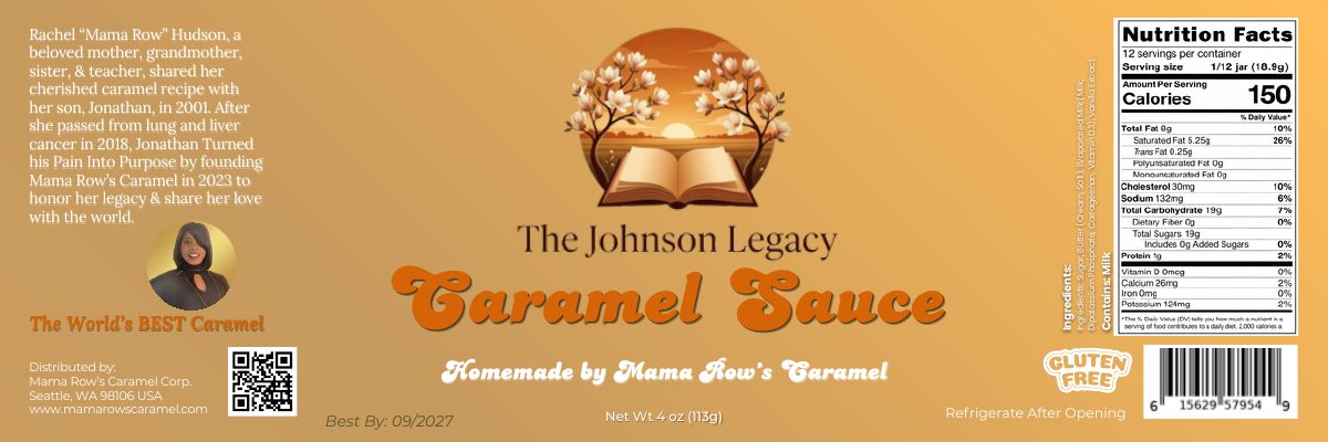 Custom caramel label for The Johnson Legacy